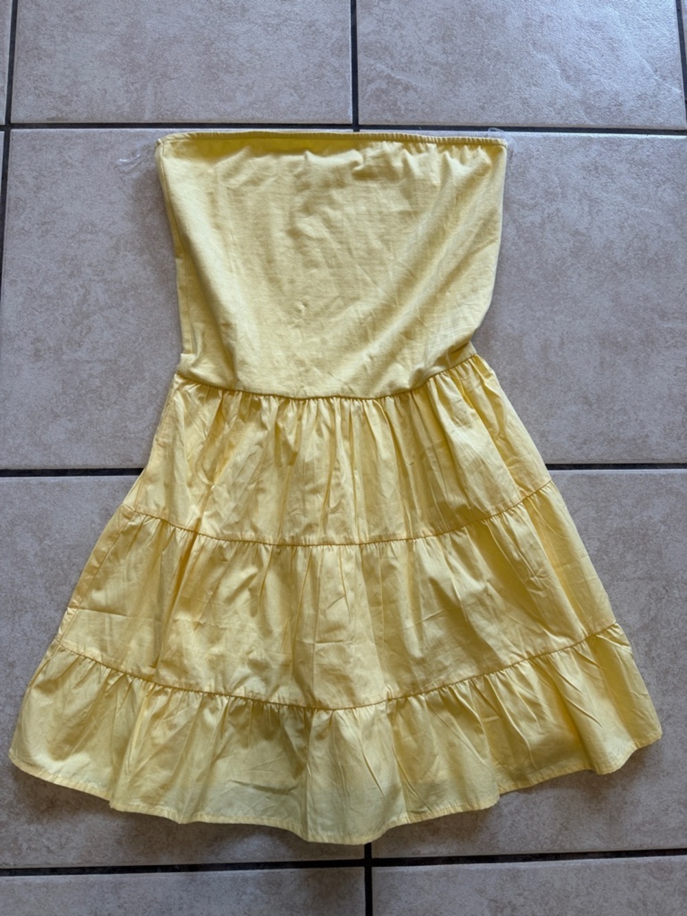 Derek Heart Bright Yellow Strapless Tiered Dress